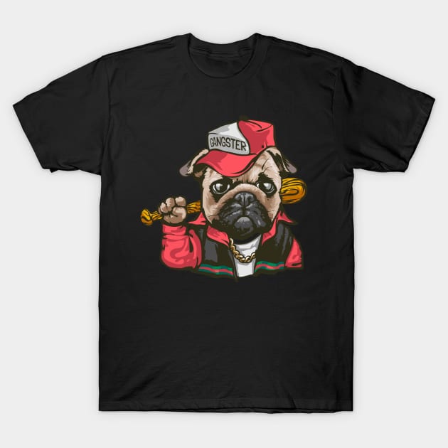 Gangster pug dog T-Shirt by sharukhdesign